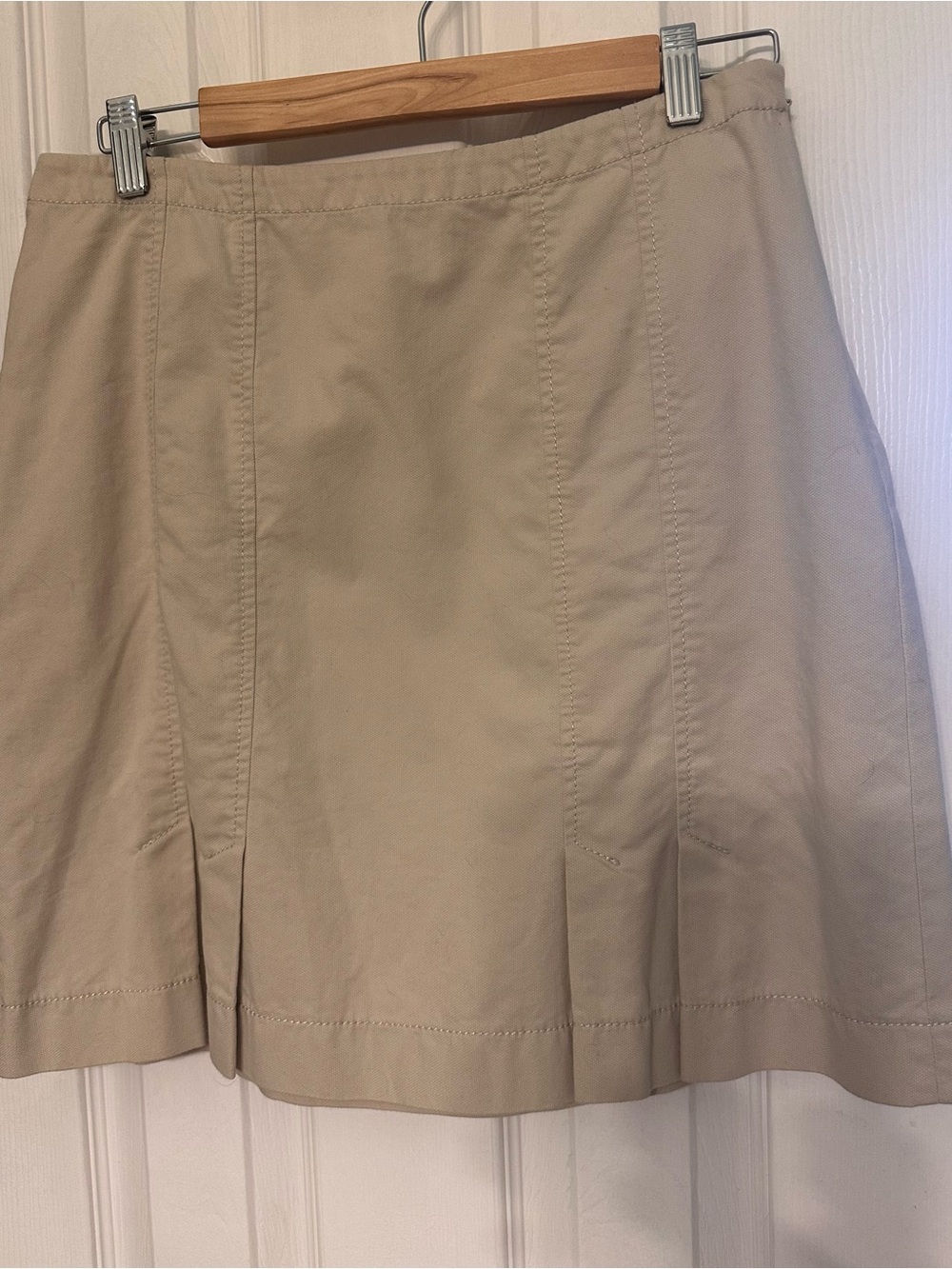 Ann Taylor Neutral Tan Panelled Midi Skirt